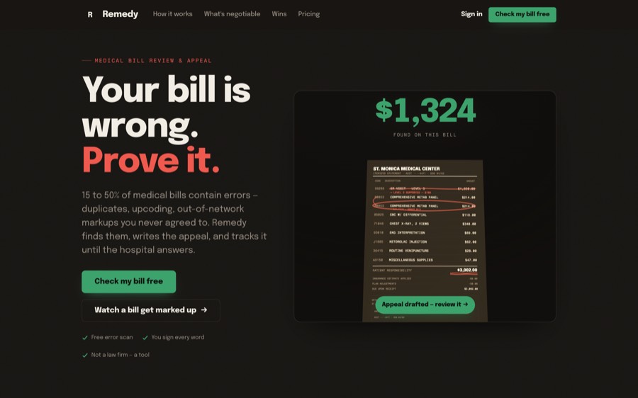 Medical Bill Appeal — real product screen